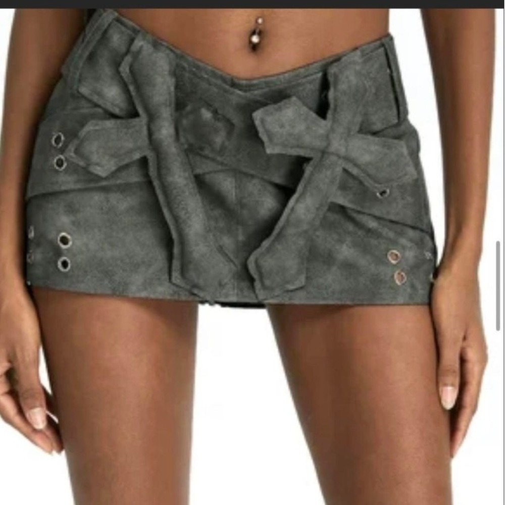 Y2K Gothic 3D Cross Mini Skirt Grey KOLLY Size Large NEW